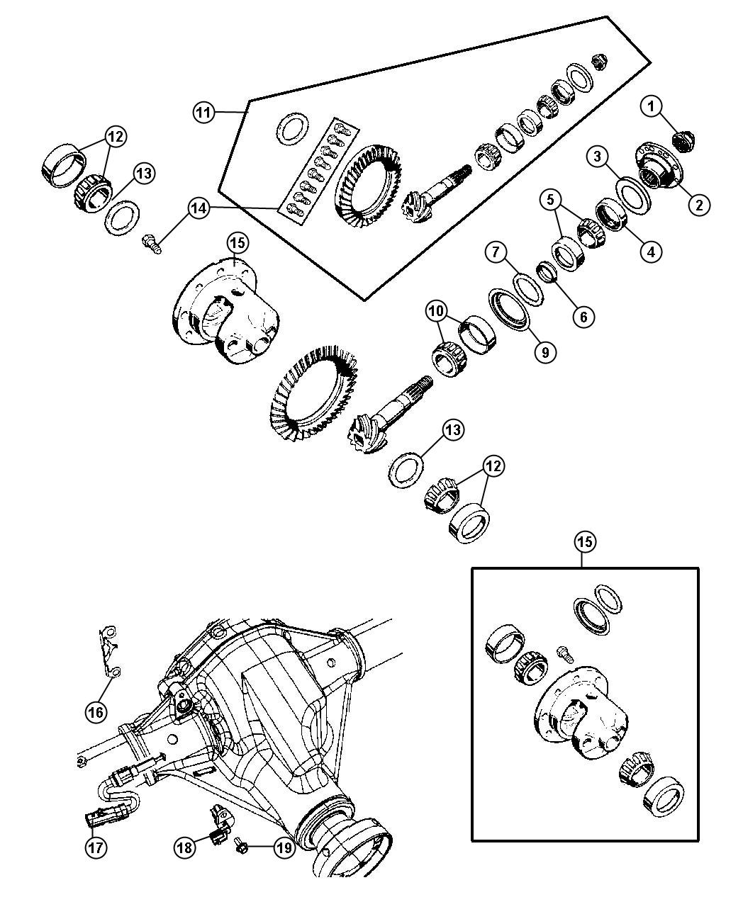 Diagram Differential,Front Axle,With [Tru-Lok Front and Rear Axles]. for your 2001 Jeep Wrangler   