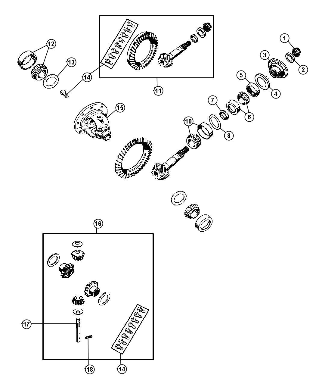 Diagram Differential,Conventional [Conventional Differential Rear Axle] Dana 194MM [Next Gen. Dana 35 Solid Rear Axle]. for your Jeep Wrangler  