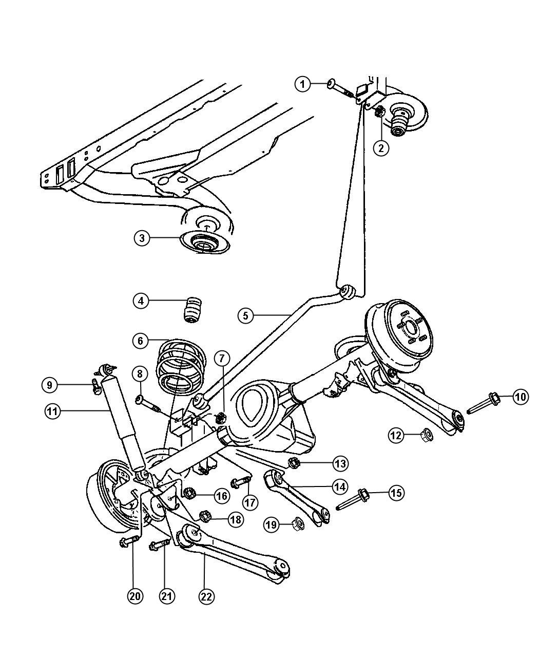 Diagram Suspension,Rear with Shocks,Springs and Track Bar. for your Jeep Wrangler  