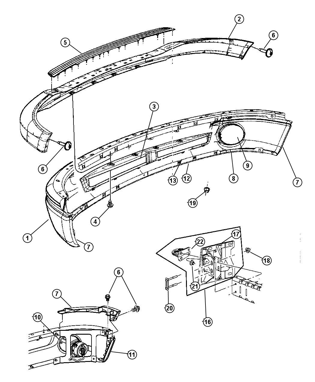 Diagram Front Bumper. for your 2000 Dodge Ram 1500   