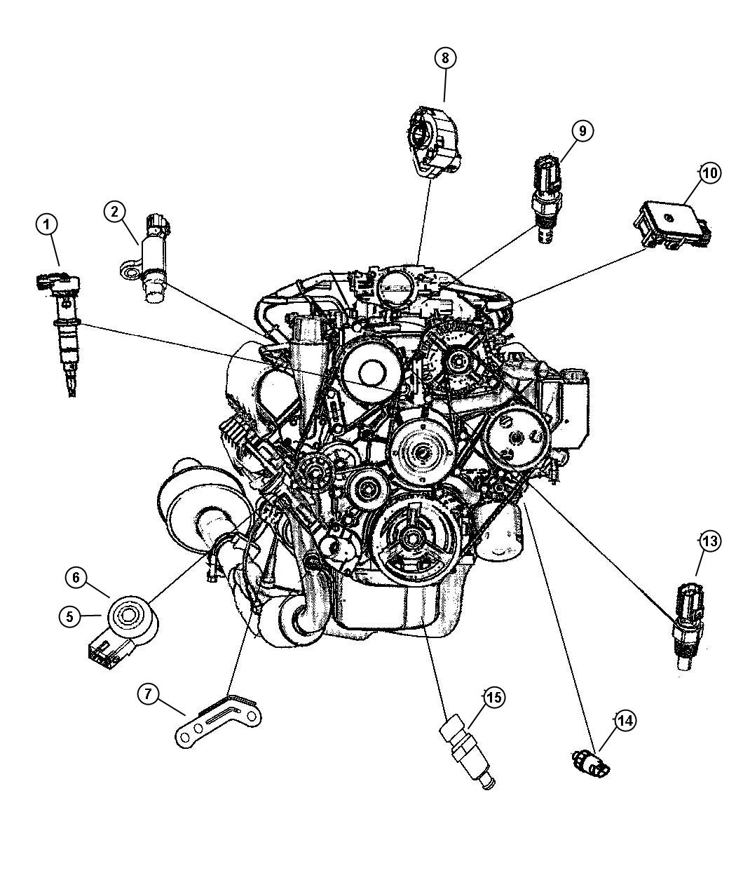 Diagram Sensors, Engine. for your 2013 Dodge Charger  R/T 