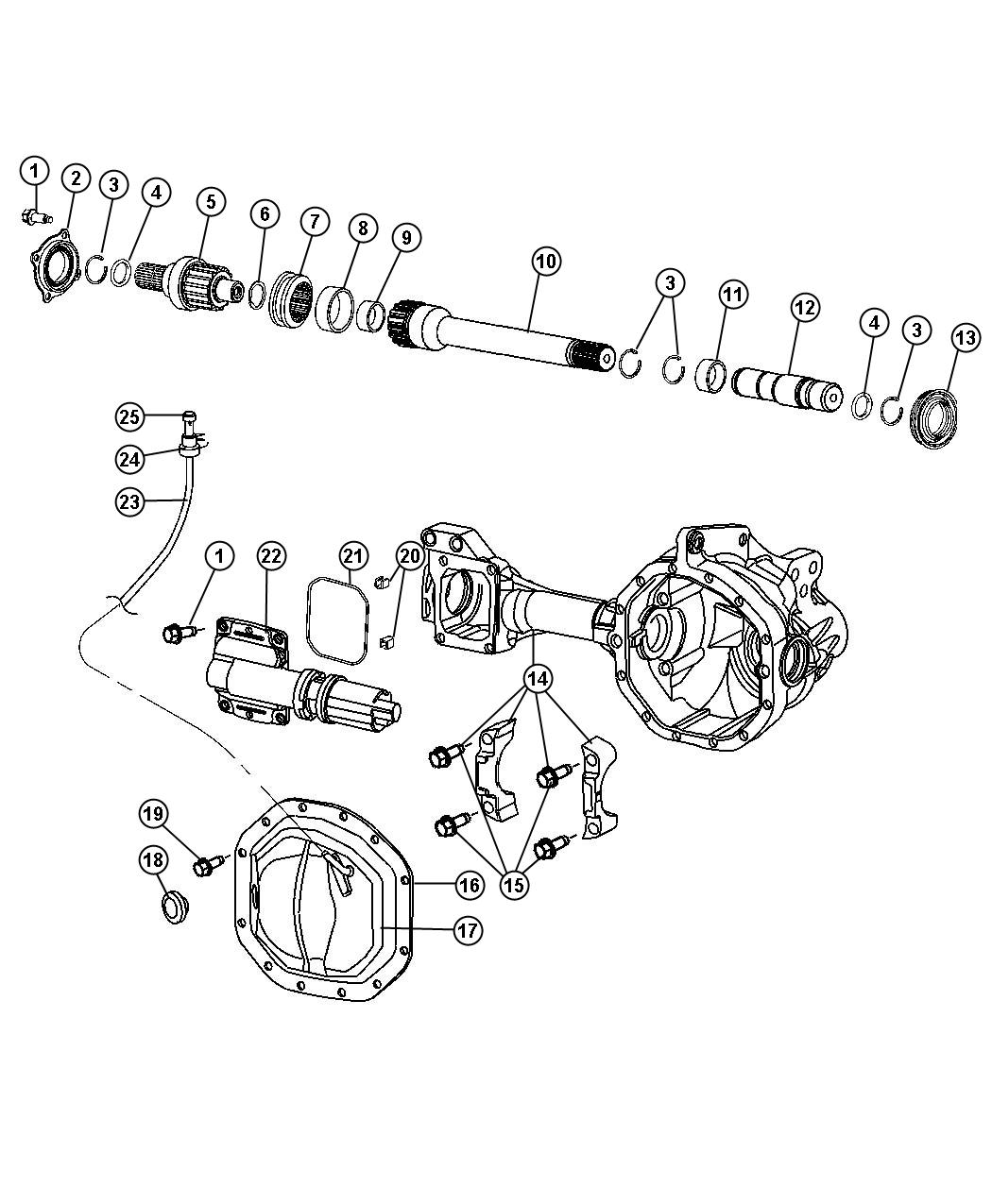 Diagram Axle Housing,Front,Corporate 8.25 [205MM HD Front Axle],DR 6. for your 2014 Ram 1500   