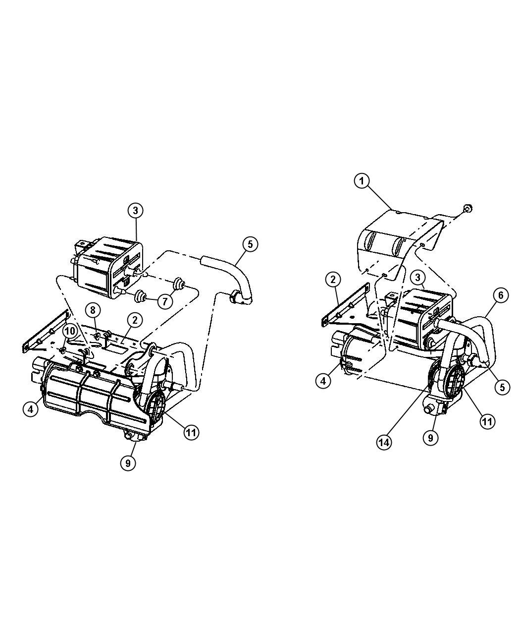 Diagram Vacuum Canister and Leak Detection Pump All Engines. for your 2007 Dodge Ram 1500   