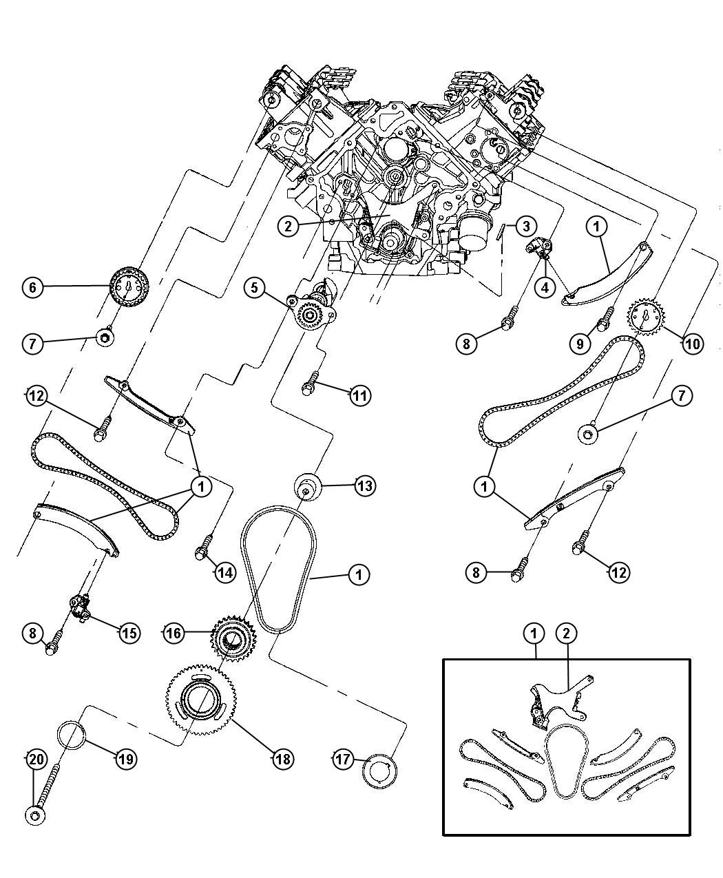 Diagram Timing Chain And Guides, 3.7L [3.7L V6 Engine]. for your Jeep