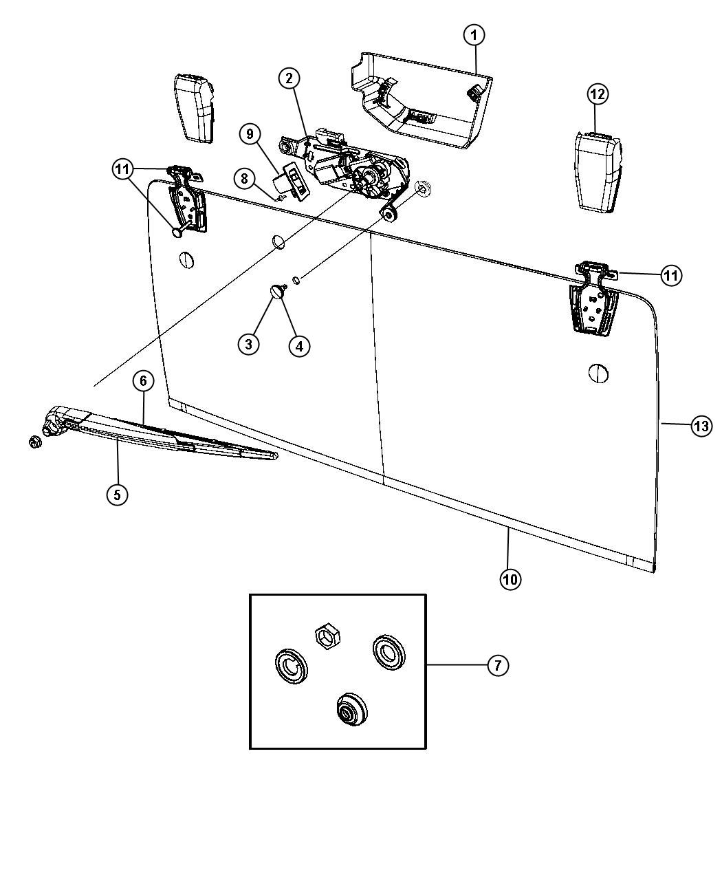 Diagram Rear Wiper System. for your Jeep Wrangler  