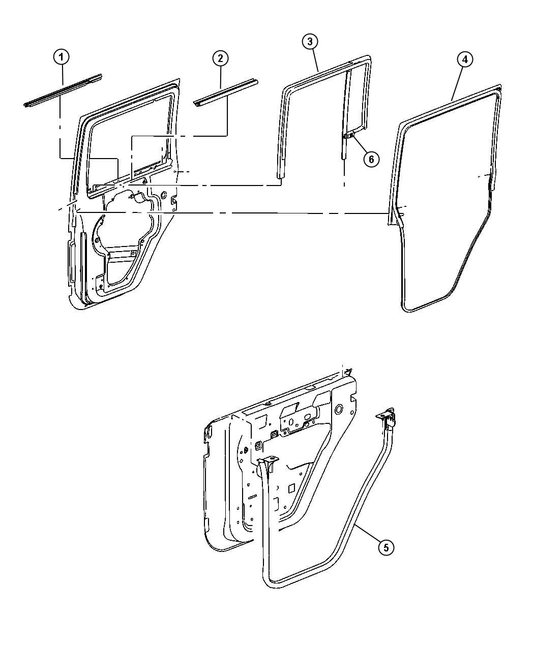 Diagram Rear Door Weatherstrips. for your Jeep