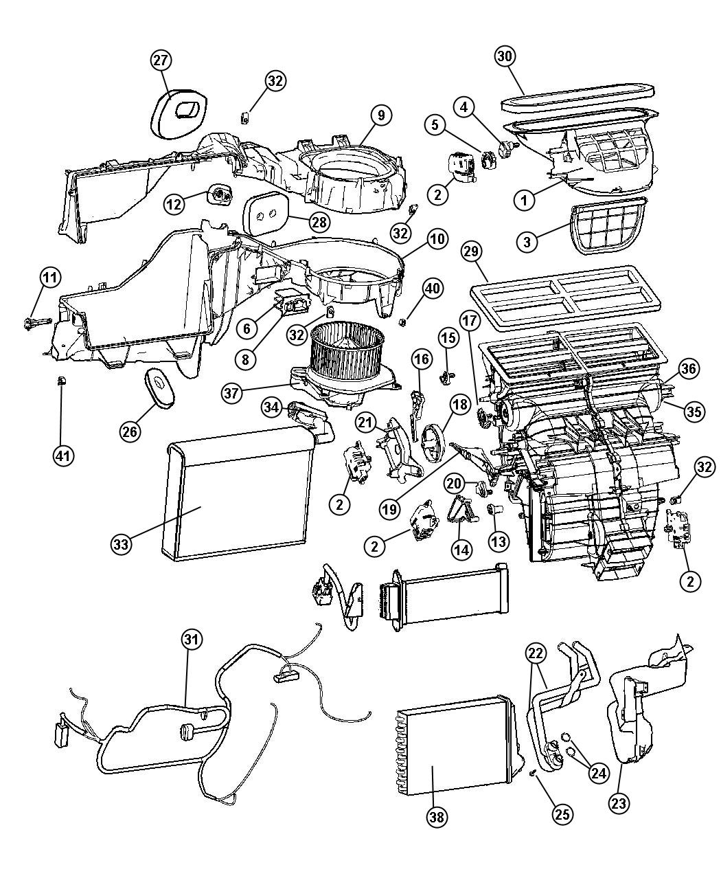 Diagram HEVAC, Unit, LHD. for your 2012 Jeep Grand Cherokee   