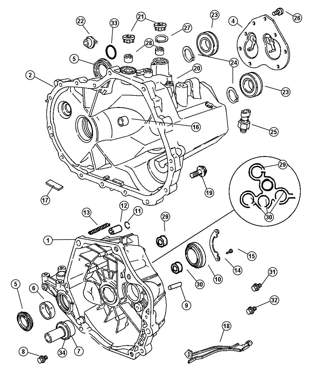 Diagram Case, Transaxle and Related Parts. for your Jeep Patriot  