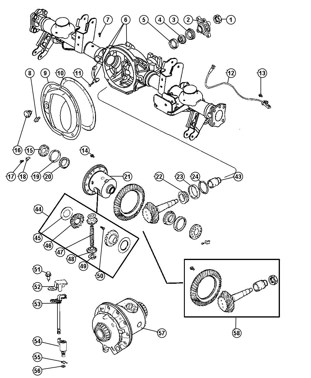 Diagram Axle,Rear,With Differential,Housing and Axle Shafts,[213MM Rear Axle],8.25/213MM. for your Jeep