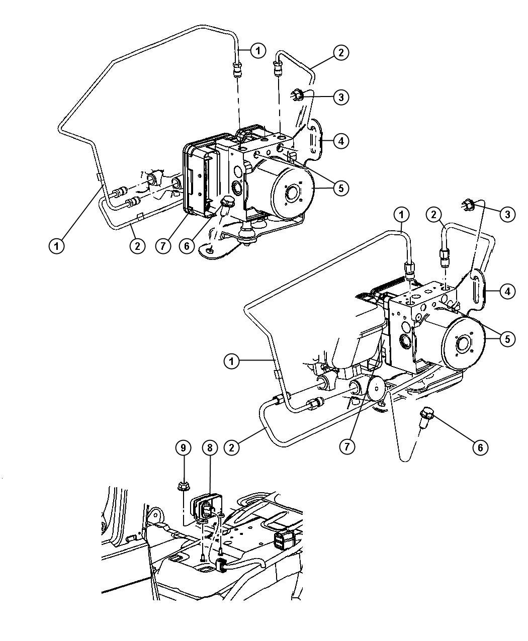 H C U and Brake Lines From HCU to Master Cylinder. Diagram