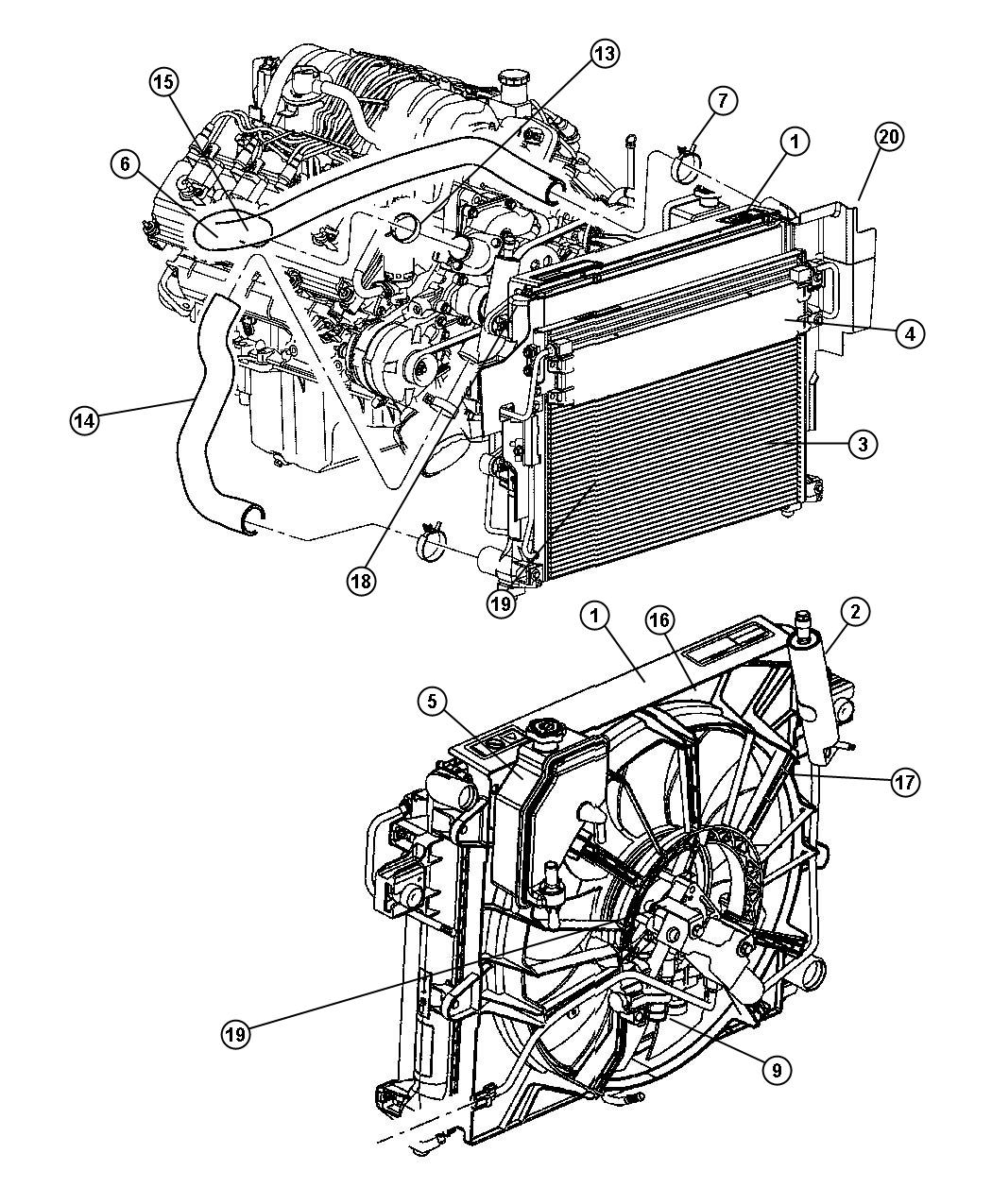 Diagram Radiator and Related Parts 5.7L, 6.1L Engines. for your Chrysler 300  M