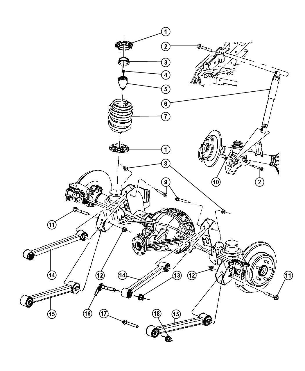 Rear Coil Springs Control Arms And Shocks. Diagram
