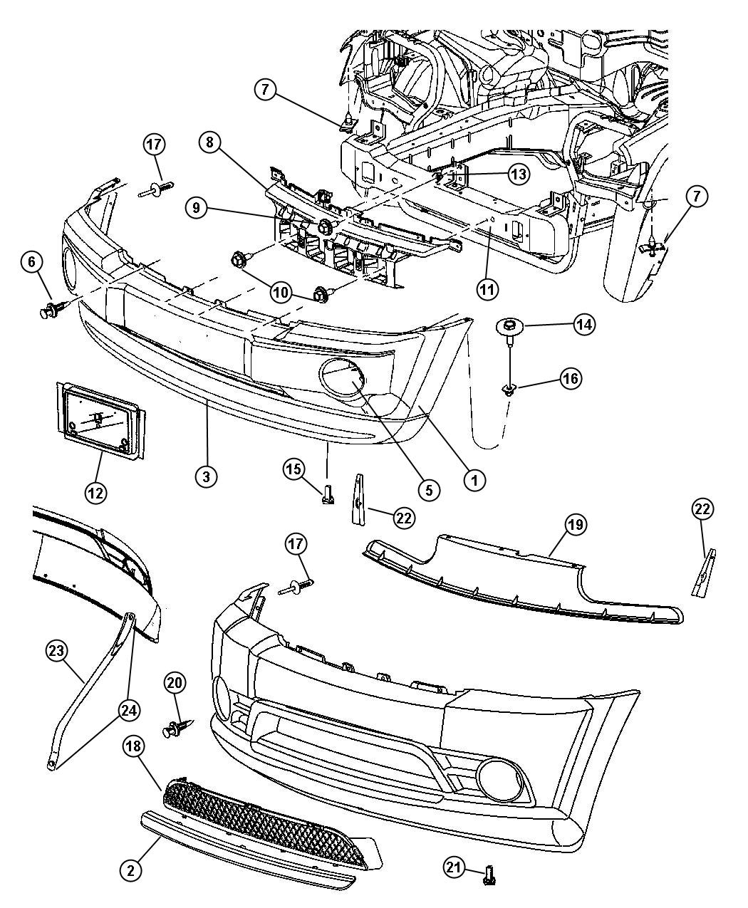 Diagram Bumper, Front. for your 2017 Dodge Charger   