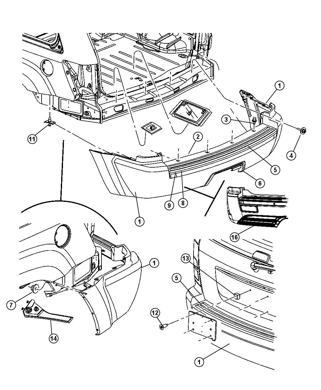 Diagram Bumper, Rear. for your 2023 Ram 2500   