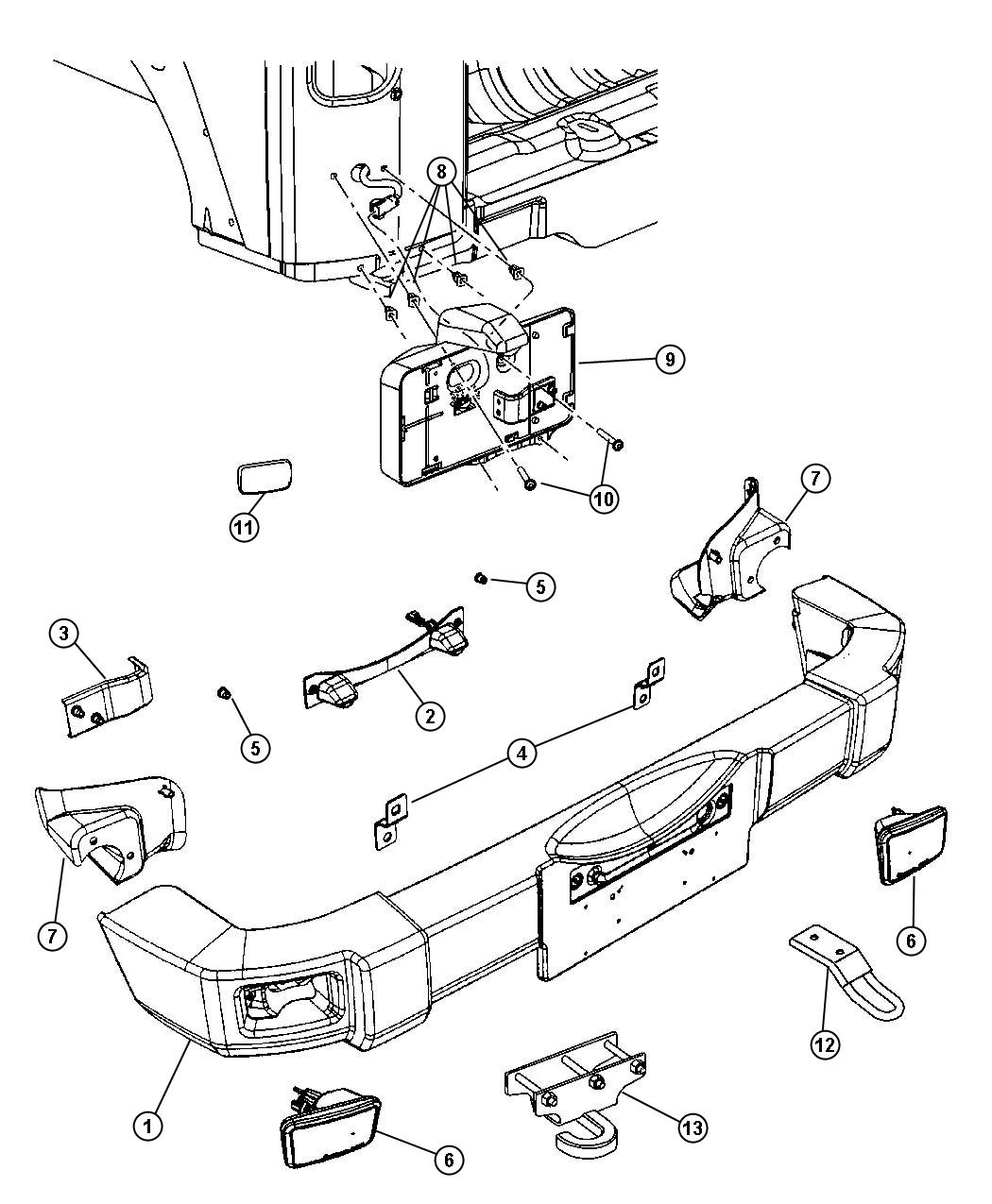 Diagram Rear Bumper. for your 2005 Jeep Wrangler   