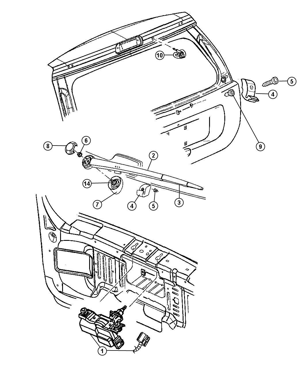 Rear Wiper and Washer System. Diagram