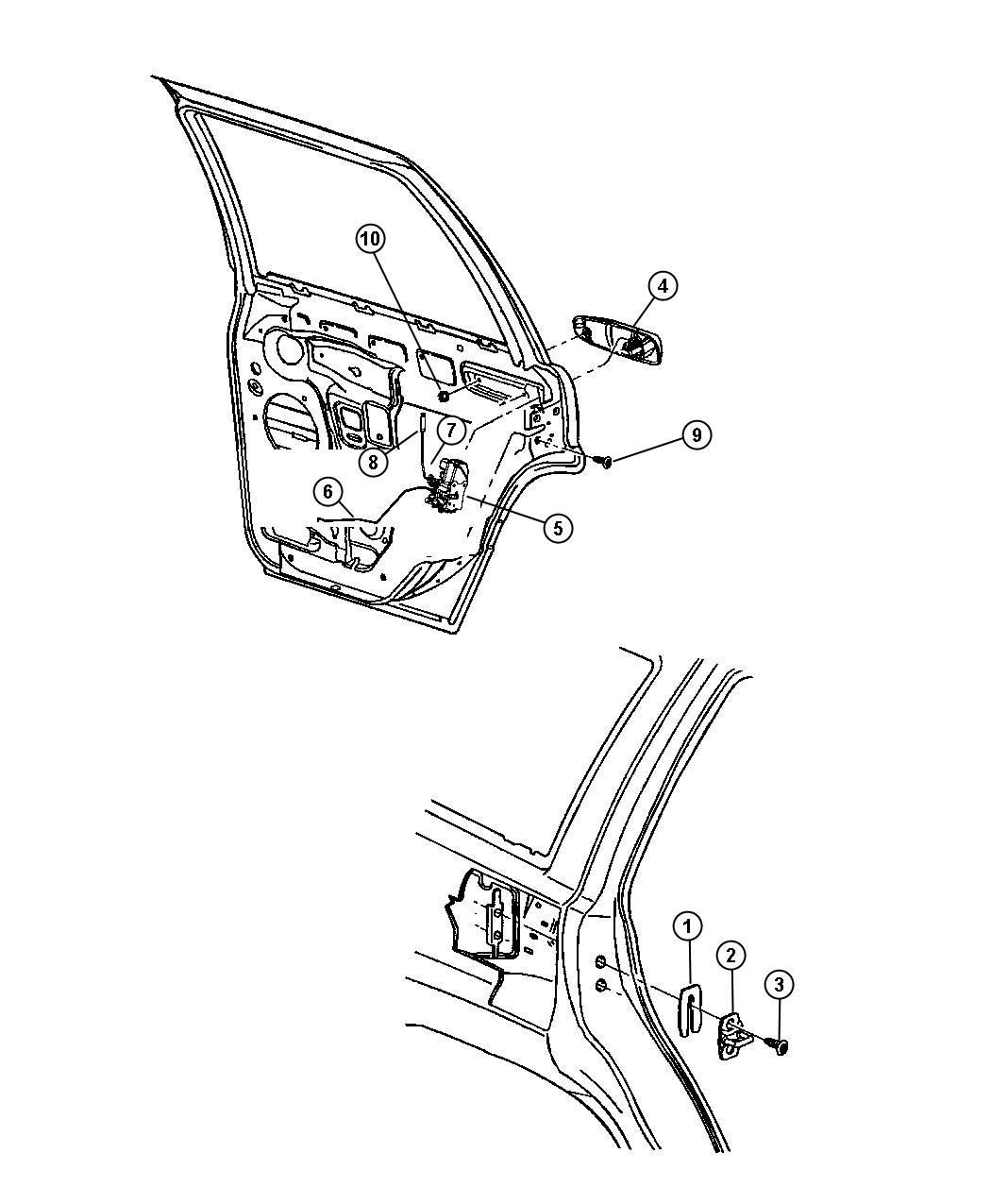 Door, Rear Lock and Controls. Diagram