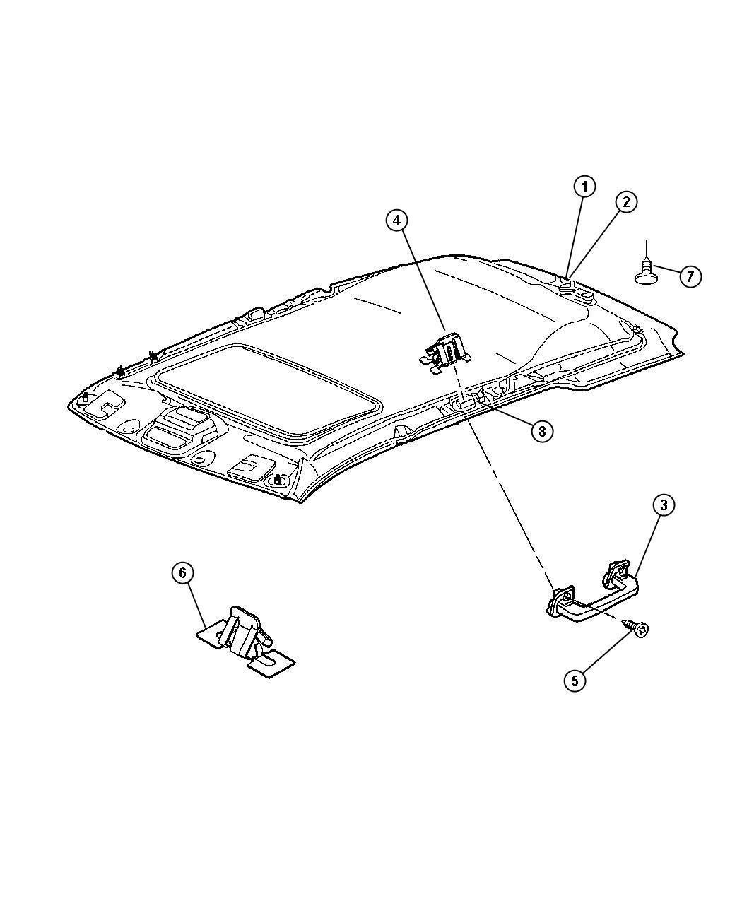 Diagram Headliner and Assist Handle. for your Chrysler 300  M