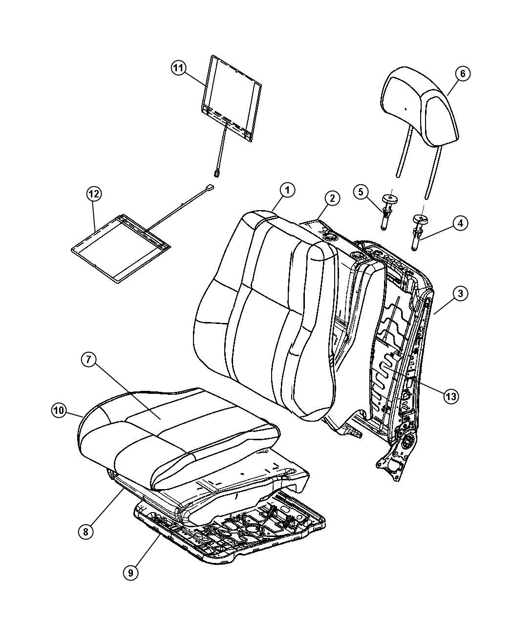 Diagram Front Seat, Leather, Trim Code [PL]. for your Jeep