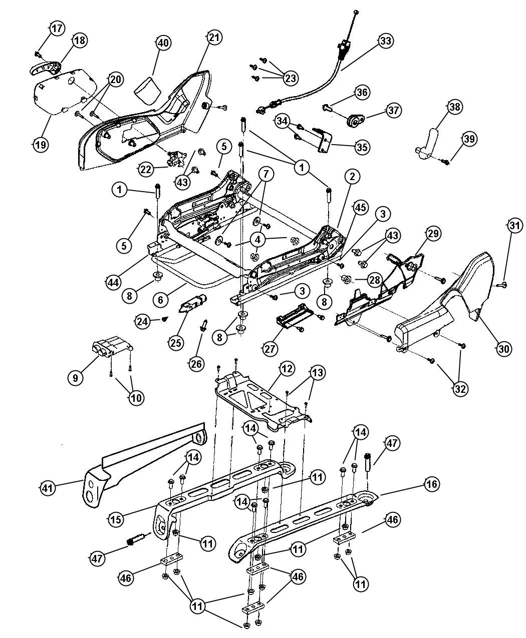 Diagram Adjuster, Recliners, Manual Passenger Seat. for your 2005 Dodge Stratus   