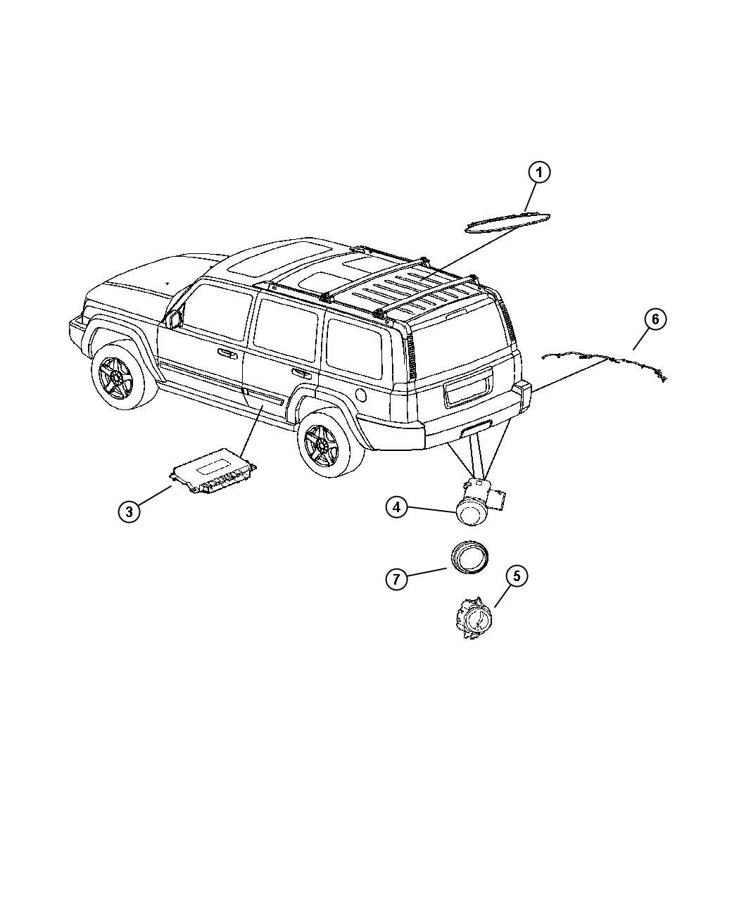 Diagram Park Assist Detection System. for your Jeep Commander  