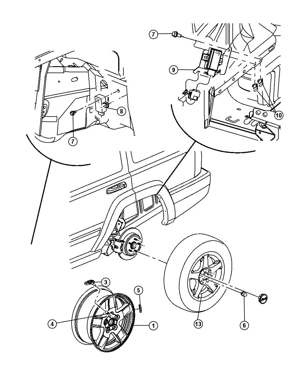 Diagram Wheels and Hardware. for your Jeep