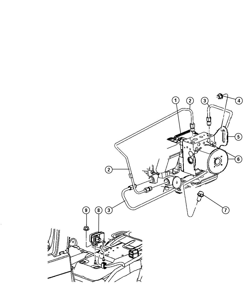 H C U and Brake Lines From HCU to Master Cylinder. Diagram