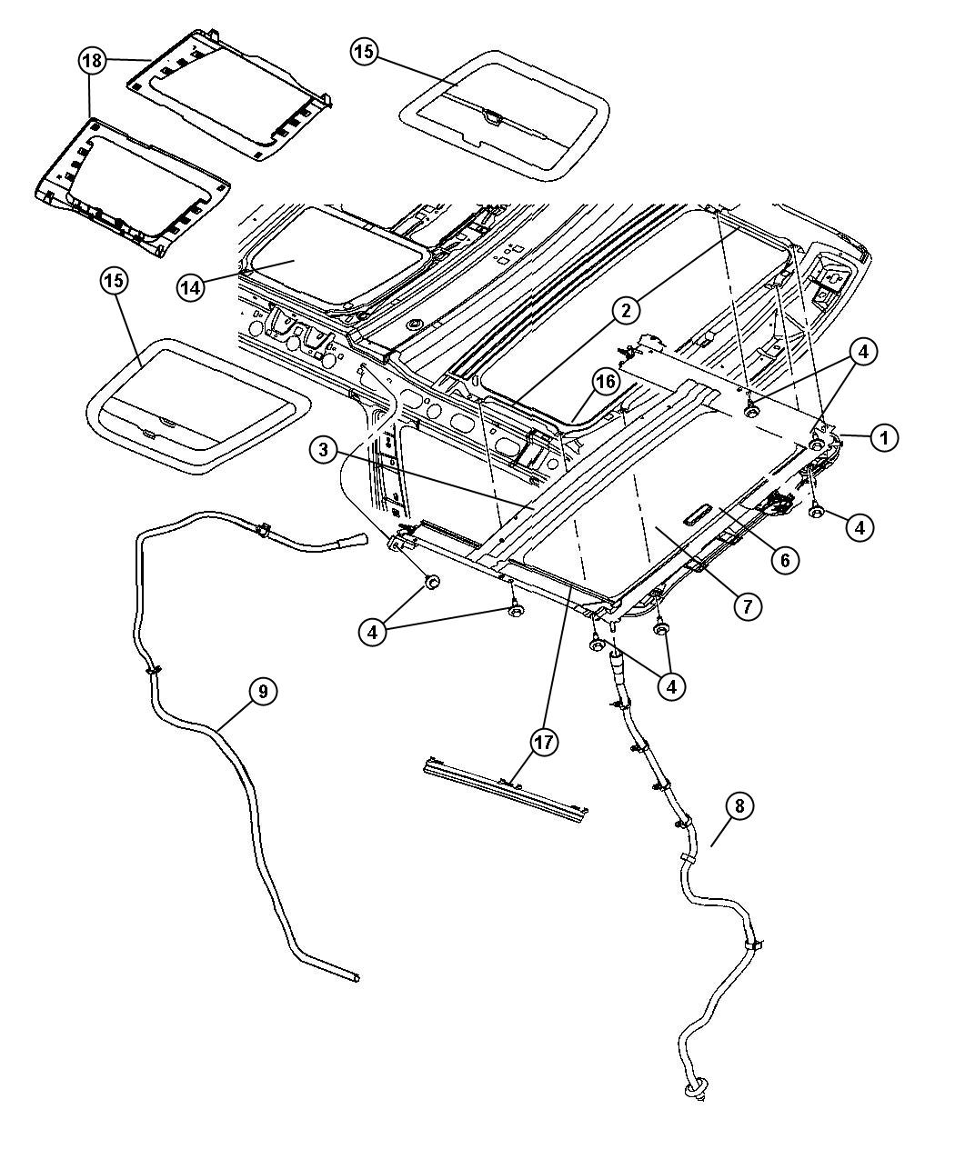 Diagram Sunroof. for your 2007 Jeep Commander   