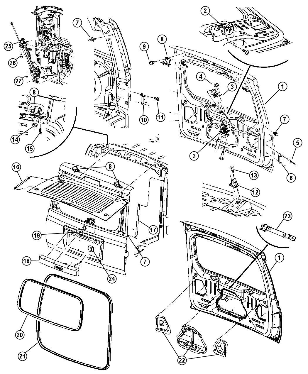 Diagram Liftgate, Latch and Hinges. for your Chrysler 300  M