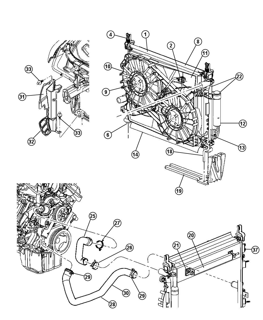 Diagram Radiator and Related Parts. for your 2013 Ram 2500 6.7L Turbo I6 Diesel M/T 4X2  