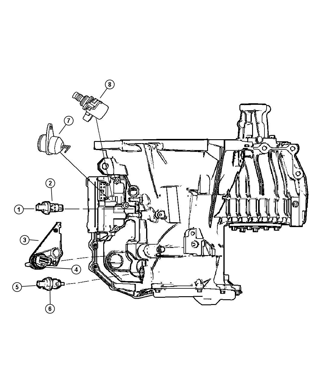 Full size assembly image of Sensors, Transmission [4-Spd. Automatic VLP 42RLE Trans]. (1/1)