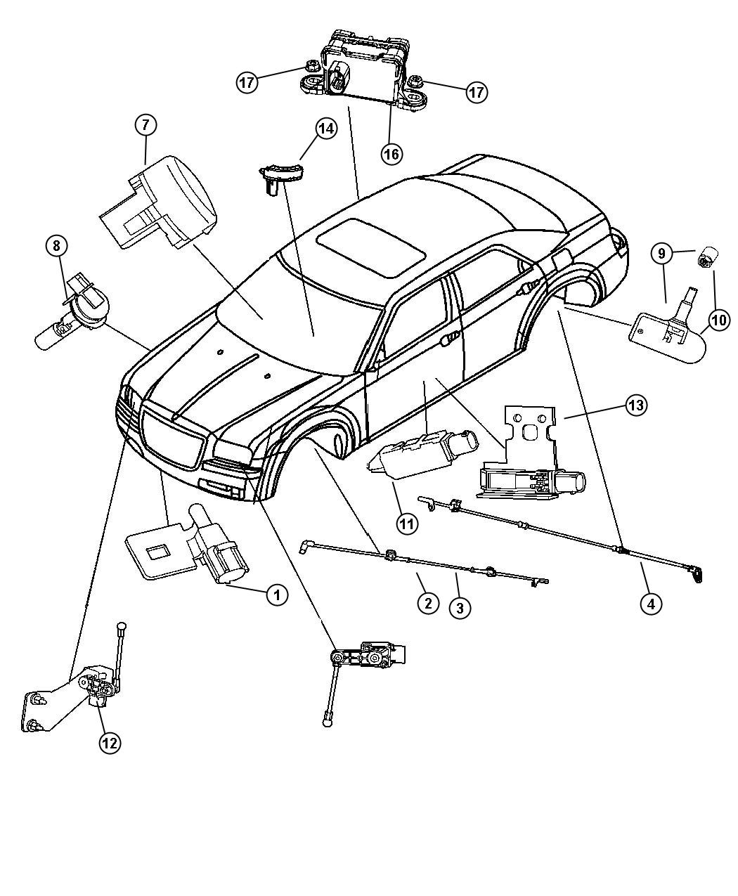 Diagram Sensors - Body. for your Chrysler 300 M 