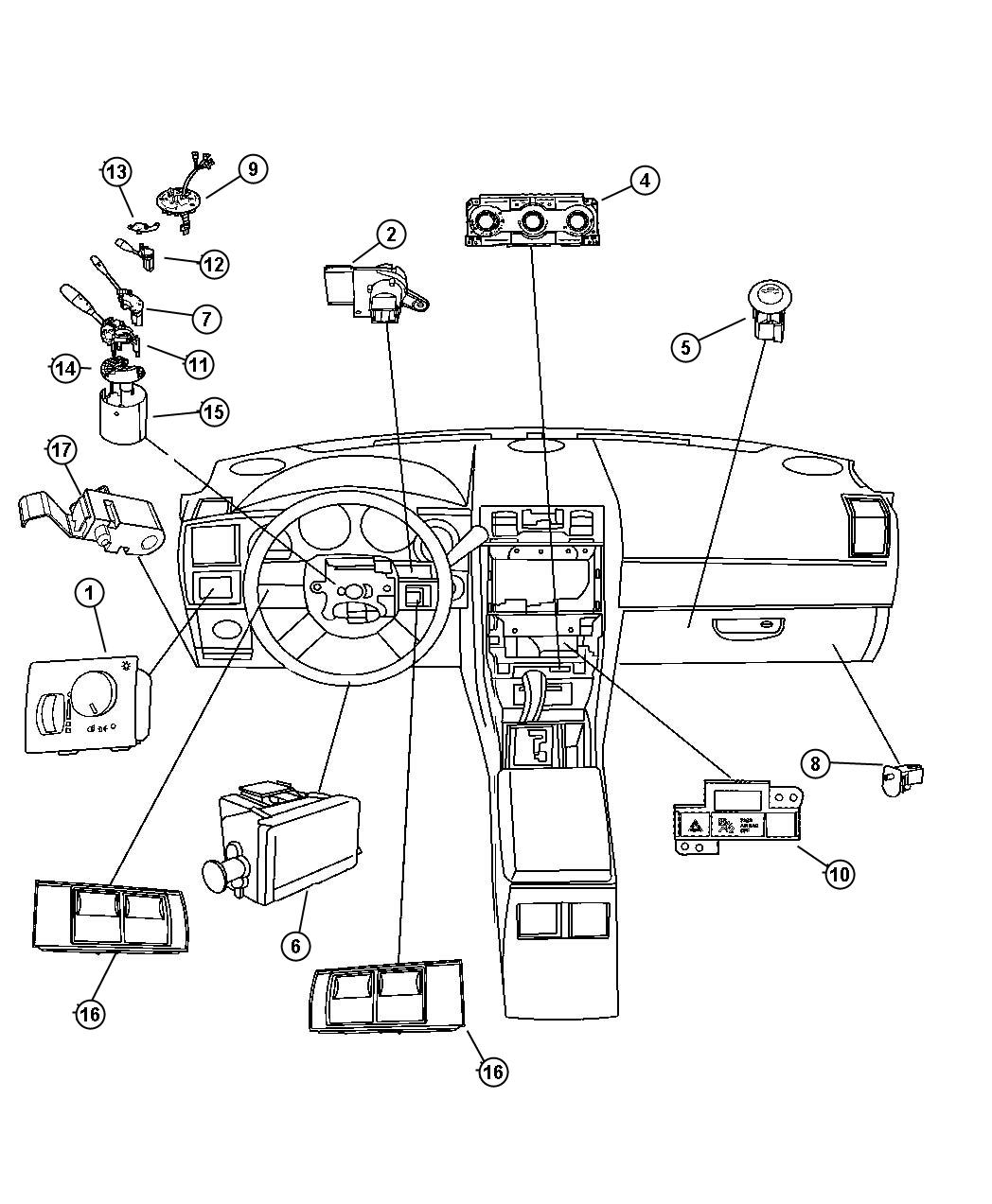 Diagram Switches - Instrument Panel. for your Dodge Avenger  