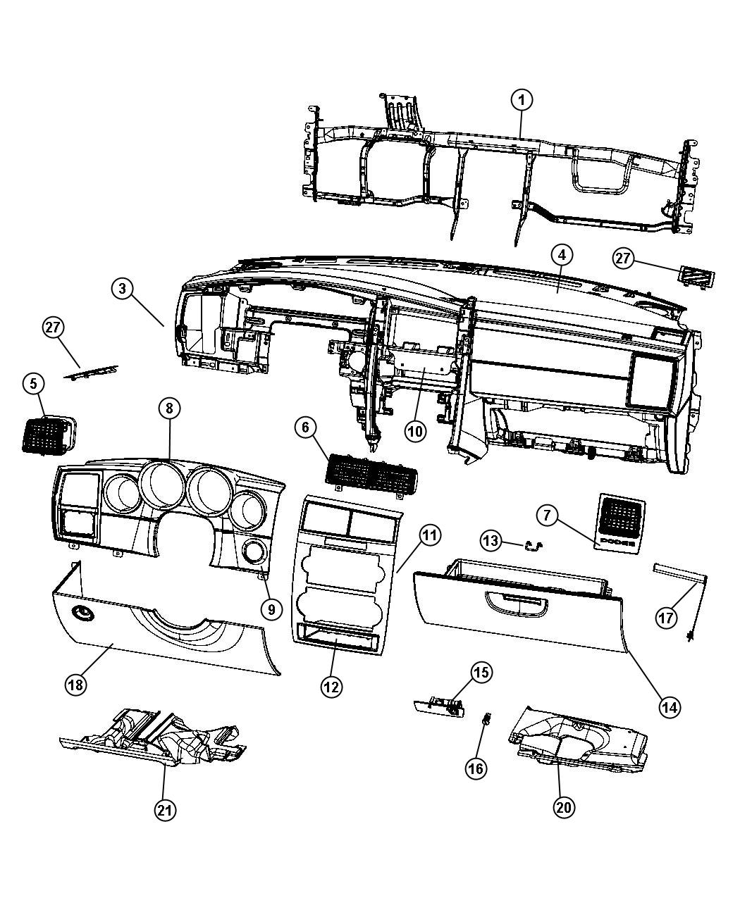 Diagram Instrument Panel - Dodge. for your Chrysler 300  M