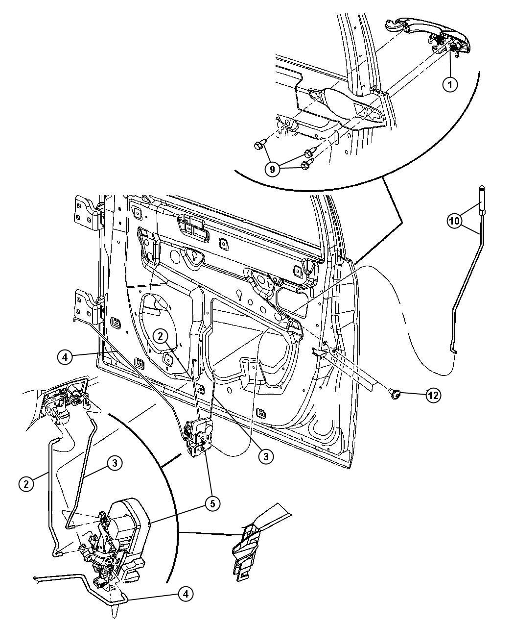 Full size assembly image of Door, Front Exterior Handle and Links. (1/1)