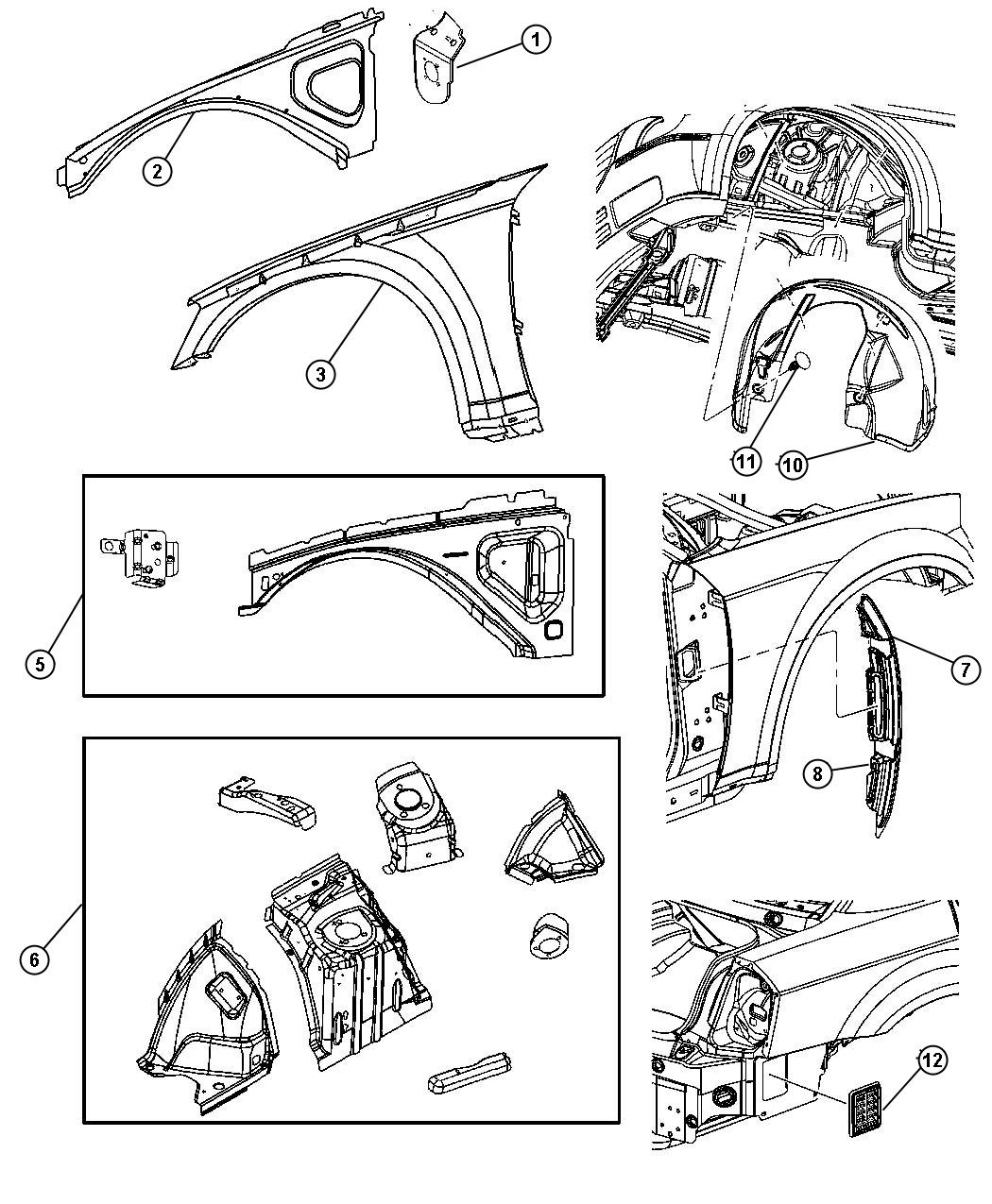 Diagram Front Fender. for your 2007 Dodge Magnum   