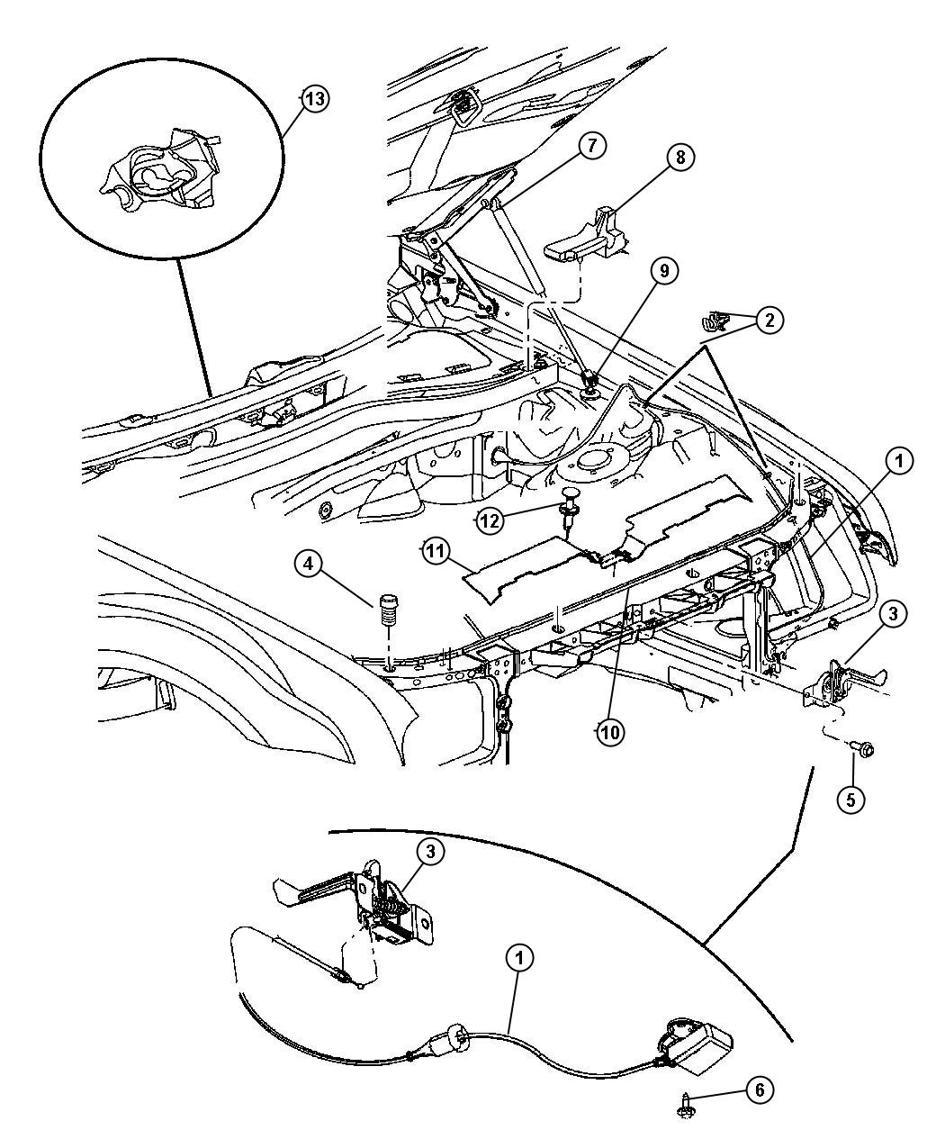 Diagram Hood Release And Latch. for your 2020 Dodge Charger   