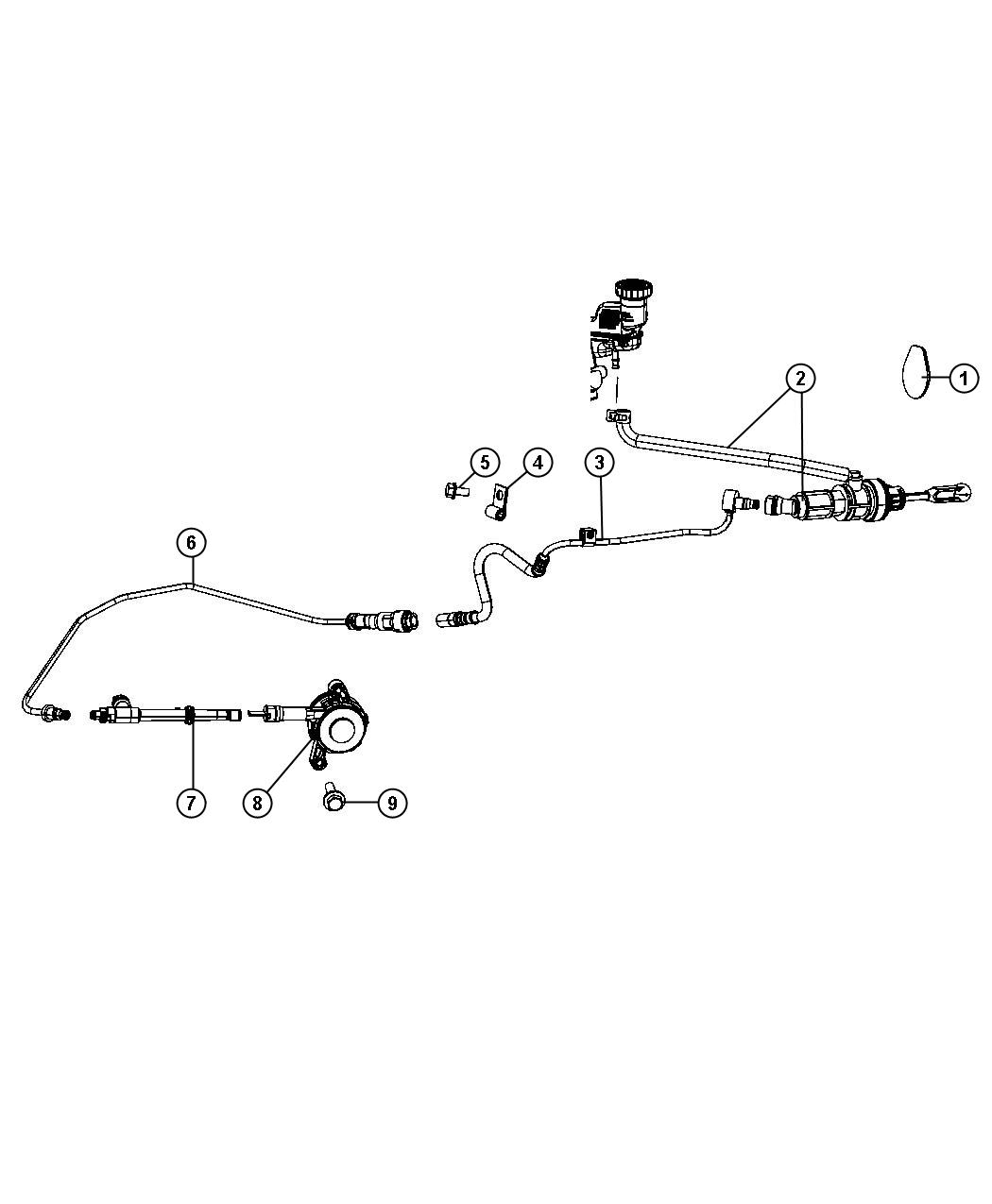 Diagram Hydraulic Clutch Actuator,Slave Cylinder and Hose. for your Jeep Compass  