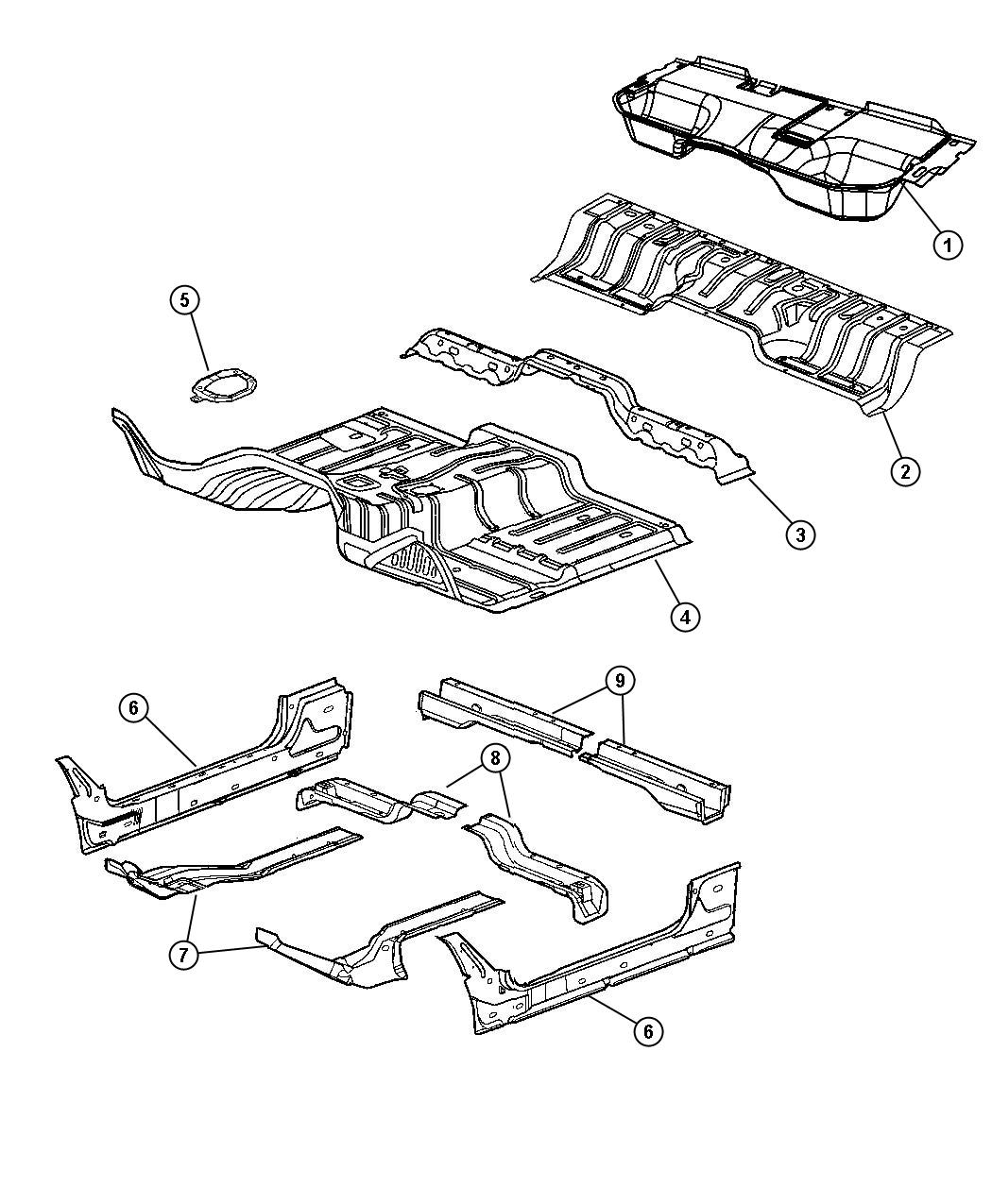 Diagram Floor Pan. for your 2000 Chrysler 300  M 