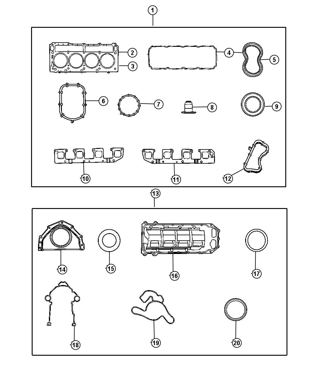 Diagram Gasket Packages 5.7L [5.7L V8 HEMI MDS ENGINE]. for your Jeep Grand Cherokee  