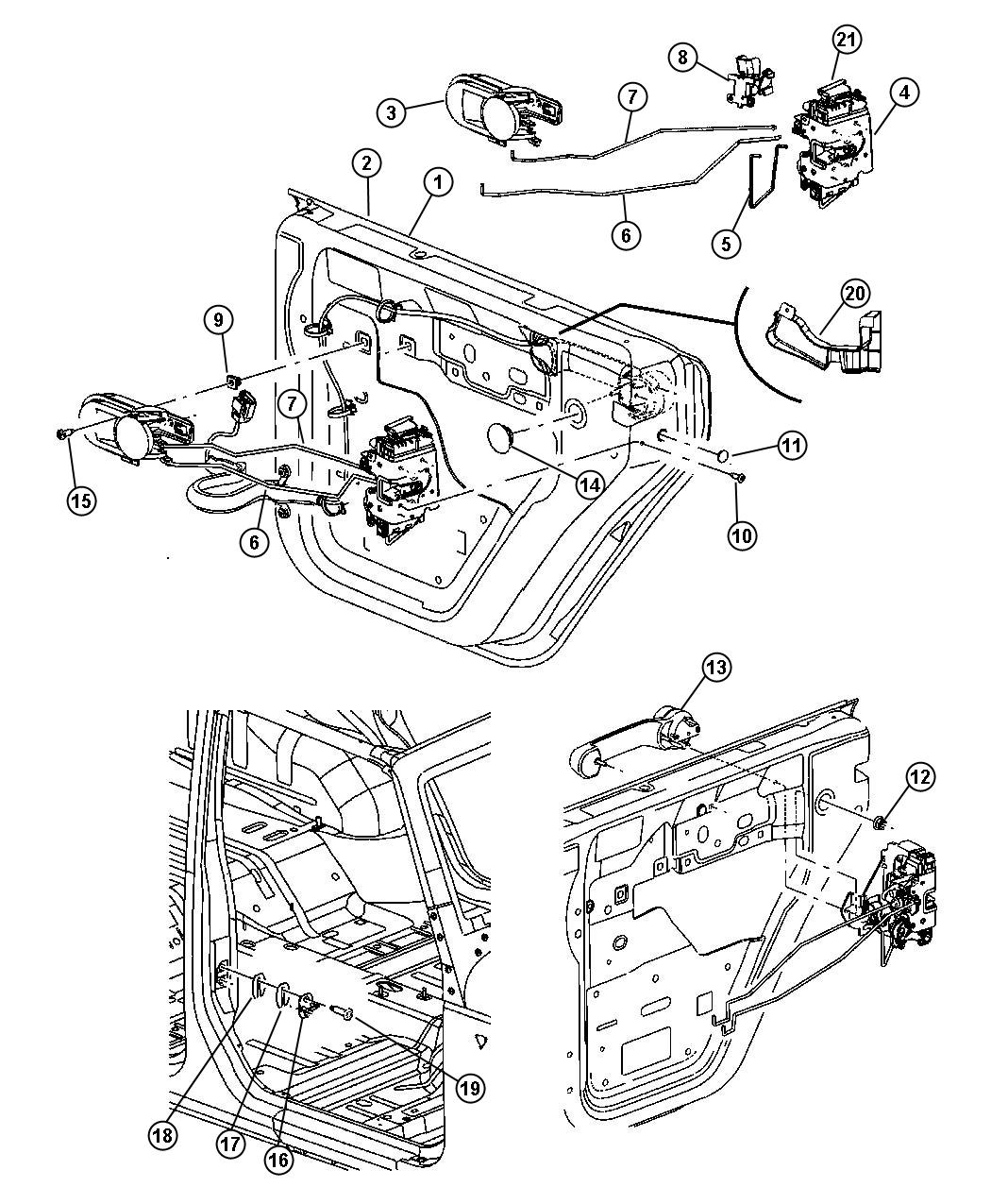 Diagram Half Rear Door, Handles and Latches. for your 2004 Jeep Wrangler   