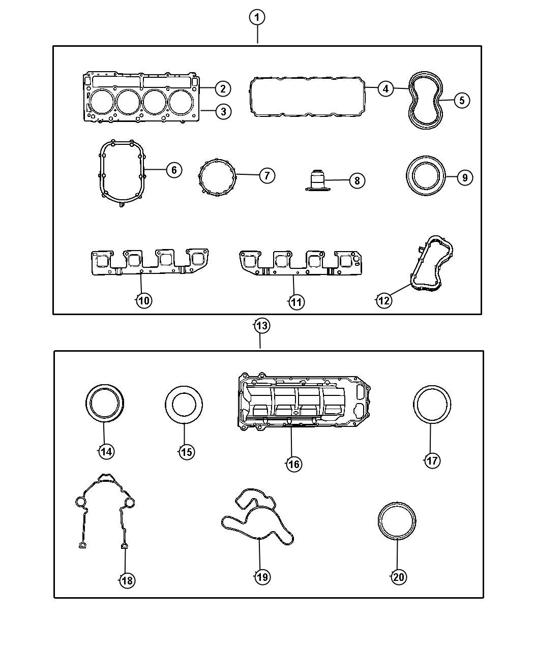 Diagram Gasket Packages 5.7L [5.7L Hemi Multi Displacement Engine]. for your Dodge Charger  