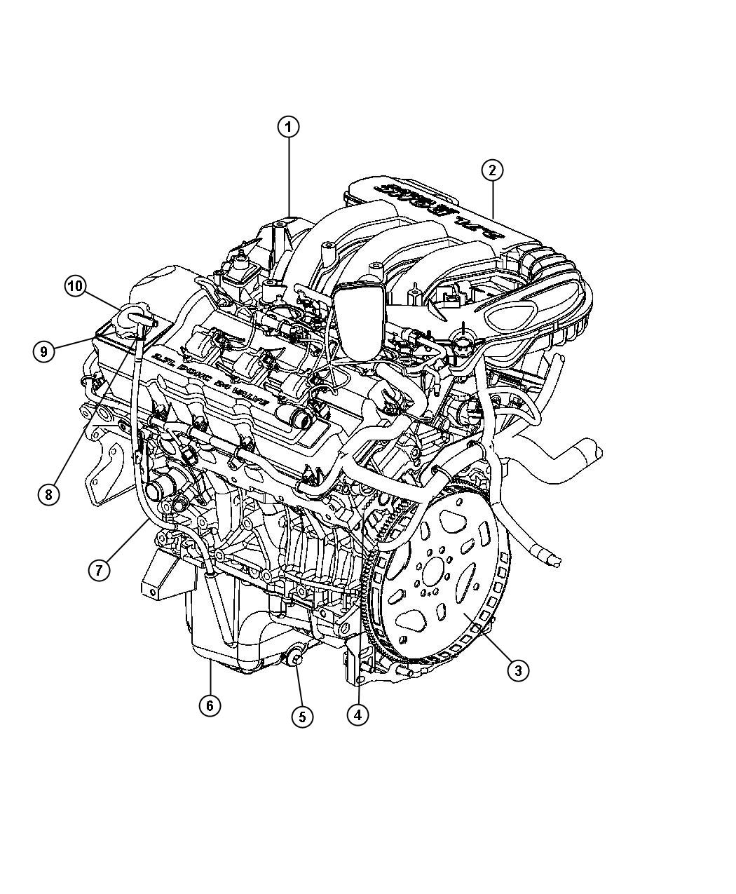 Diagram Engine Assembly And Identification 2.7L [2.7L V6 DOHC 24 Valve MPI Engine]. for your Chrysler 300  