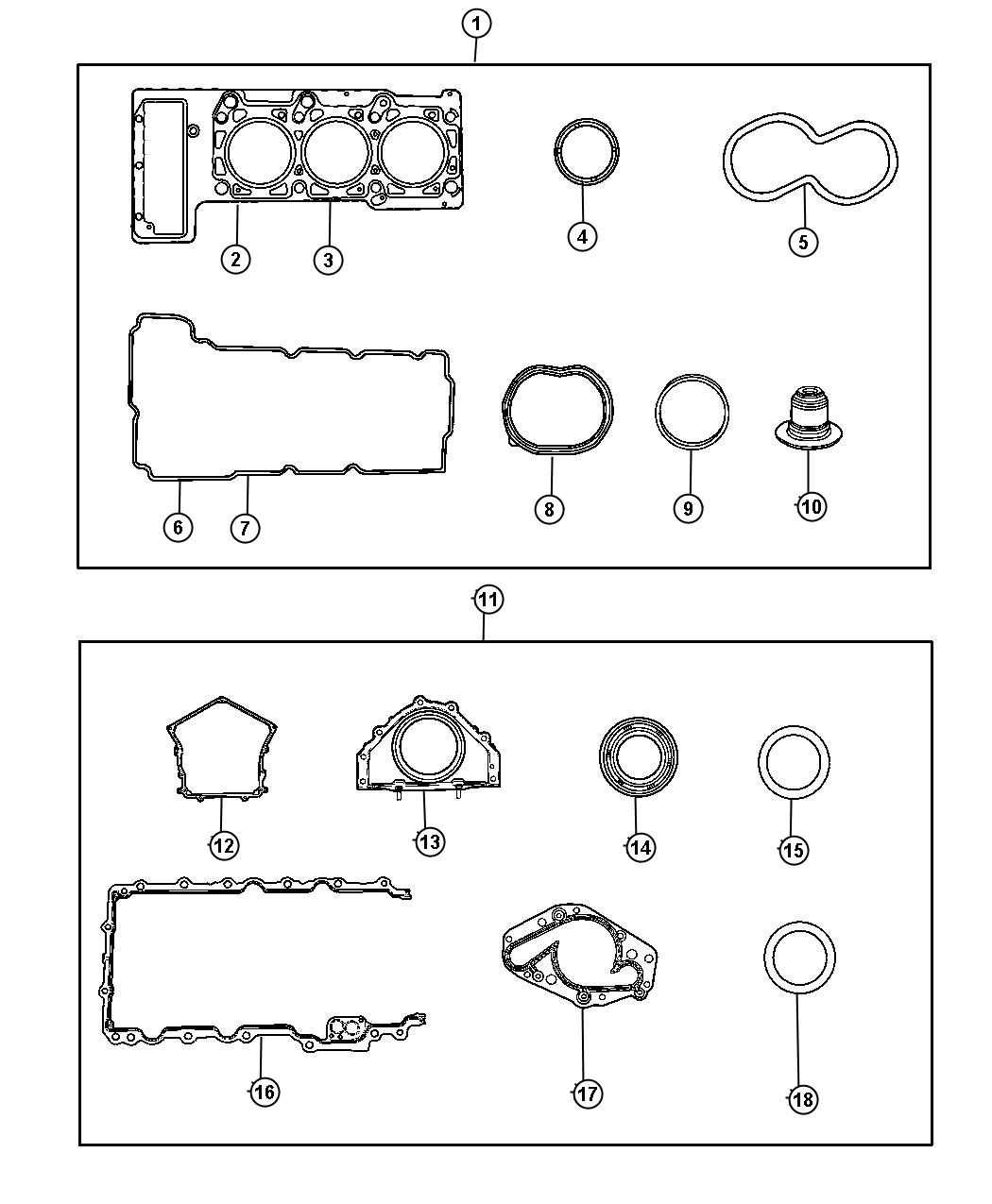 Diagram Gasket Packages 2.7L [2.7L V6 DOHC 24 Valve MPI Engine]. for your Chrysler