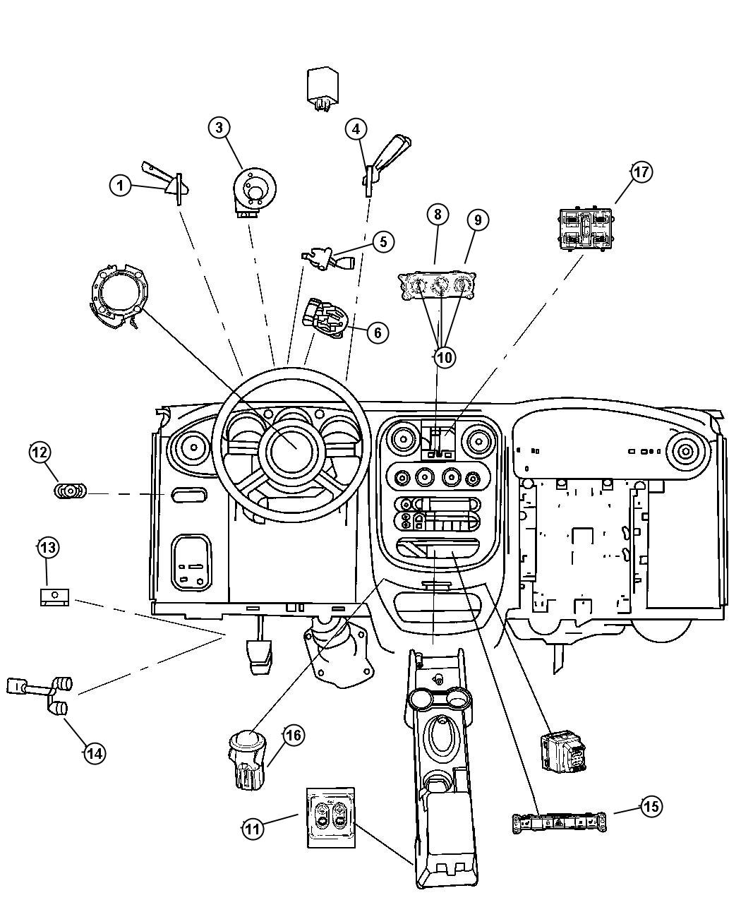 Diagram Switches Instrument Panel and Console. for your Chrysler