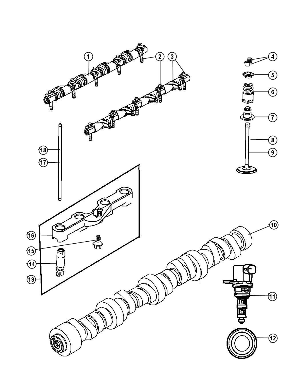 Diagram Camshaft And Valvetrain 5.7L [5.7L V8 HEMI MDS ENGINE]. for your 2007 Jeep Grand Cherokee   