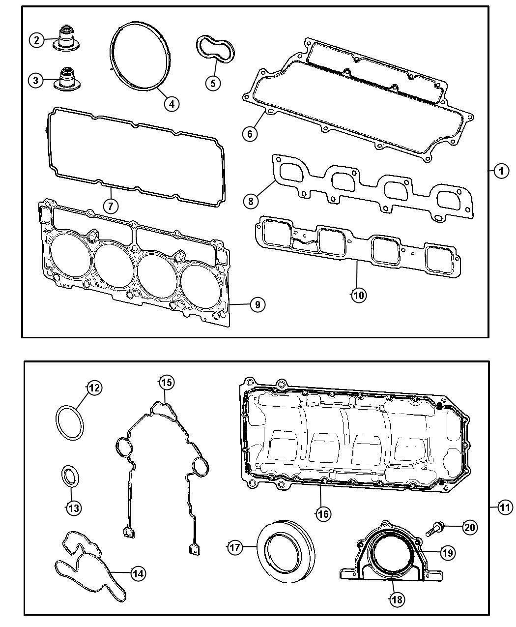 Diagram Gasket Packages 6.1L [6.1L SRT HEMI SMPI V8 Engine]. for your Jeep Grand Cherokee  