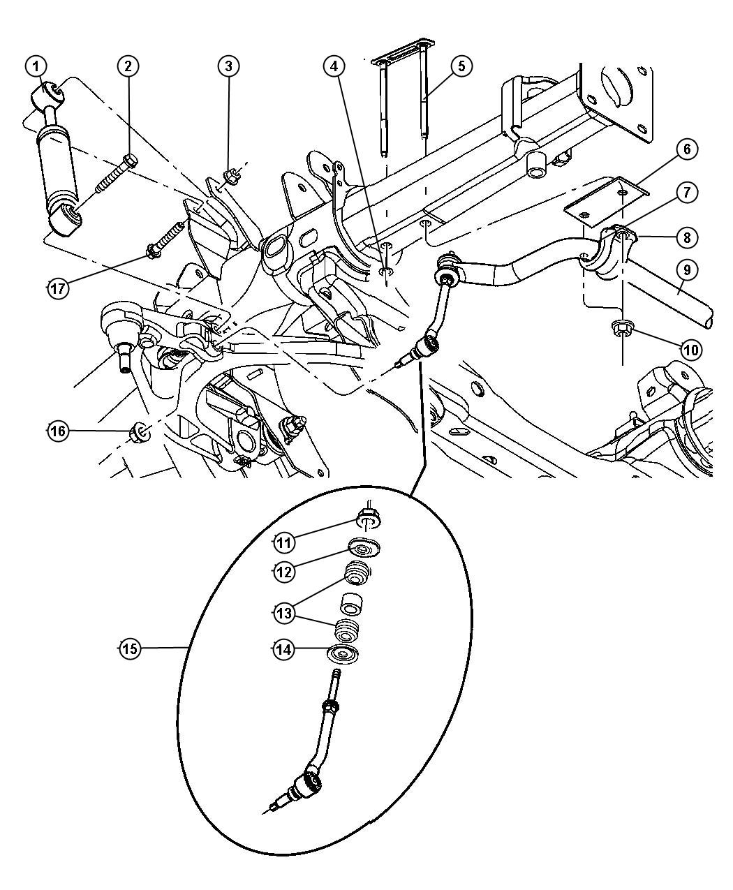 Diagram Stabilizer Bar and Shock Absorber. for your 1999 Chrysler 300  M 