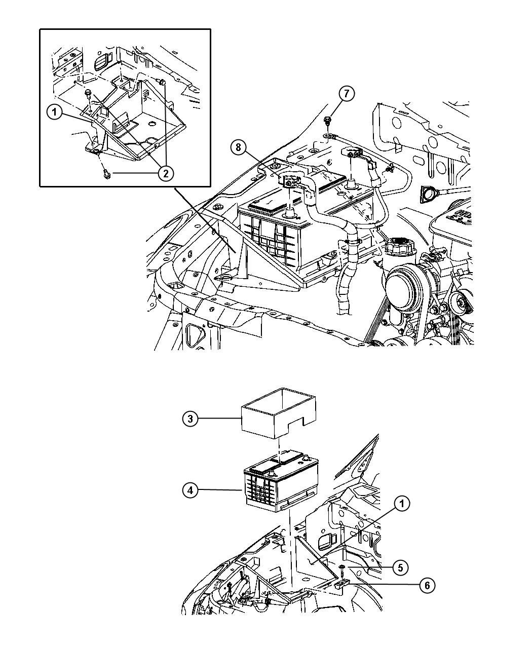 Diagram Battery Tray and Cables. for your 1999 Dodge Dakota   
