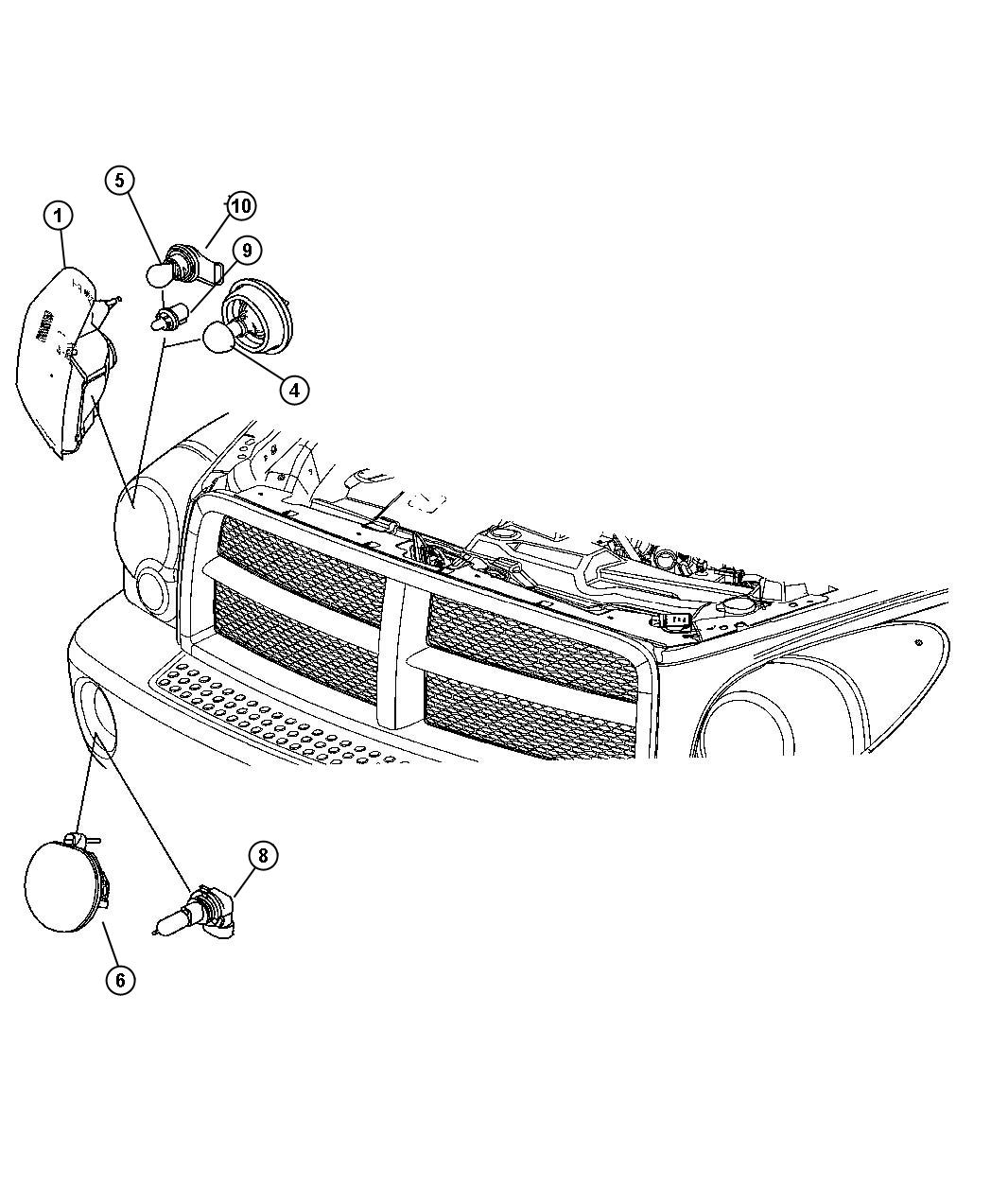 Diagram Lamps--Front End. for your Chrysler 300  M